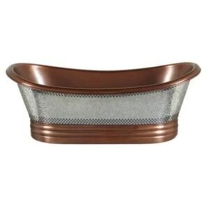 Glass mosaic copper bathtub with decorative finish for luxury bathrooms hotels villas and spa wellness centres