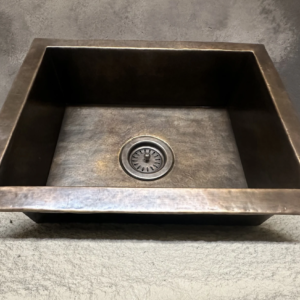 Luxury handcrafted square hammered copper sink for rustic kitchen bar and vanity