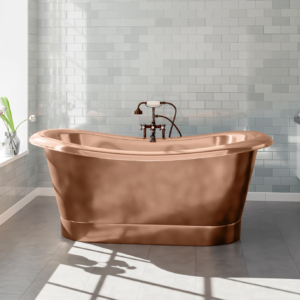 Luxury Copper Freestanding Bathtub with Oval Design and Vintage Style Faucet