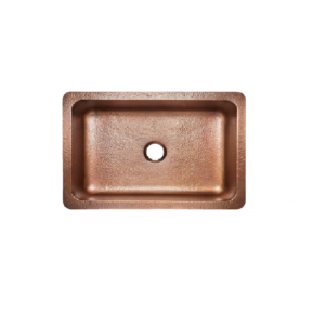 Handcrafted hammered copper rectangular kitchen sink with textured finish